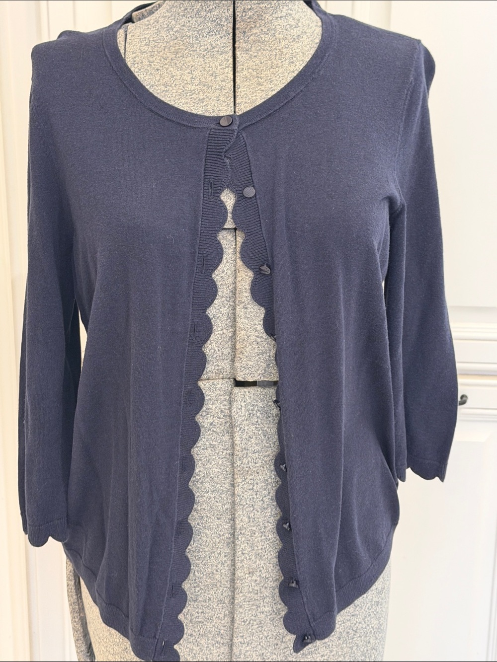 Talbots Navy Scallop-Edge Cardigan